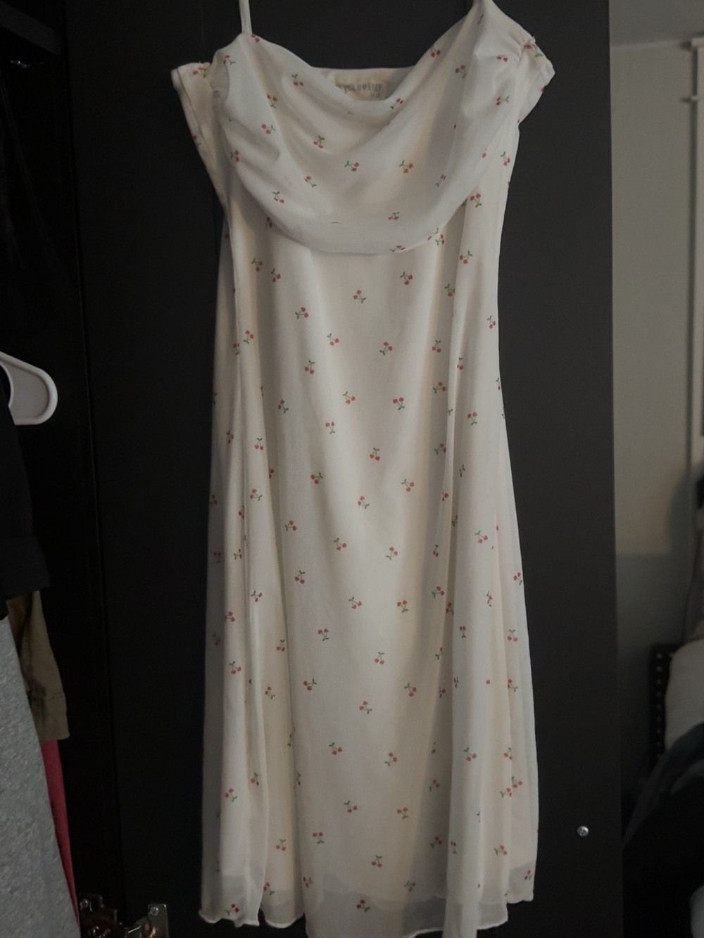 Cream Floral Cowl-Neck Slip Dress